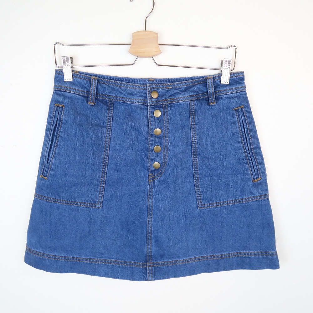 Free People Wildfire Button A Line Mini Skirt M 28 - Picture 4 of 8